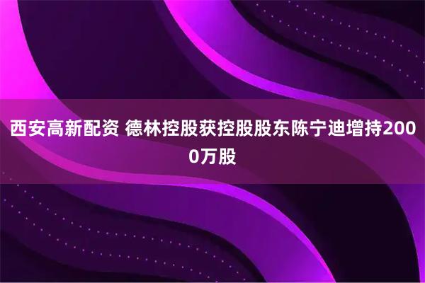 西安高新配资 德林控股获控股股东陈宁迪增持2000万股