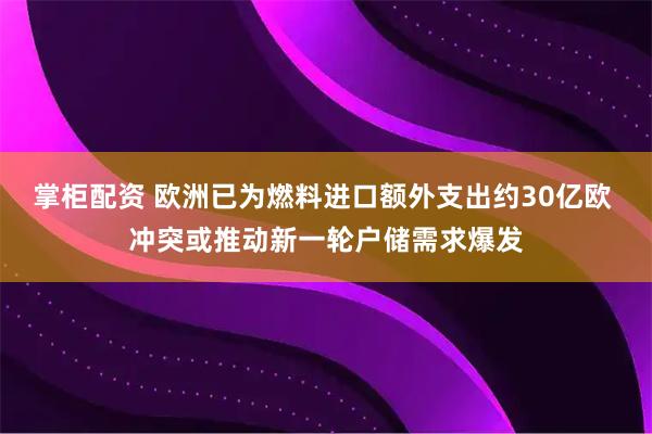 掌柜配资 欧洲已为燃料进口额外支出约30亿欧 冲突或推动新一轮户储需求爆发
